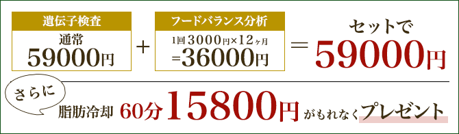 セットで59000円、さらに脂肪冷却60分15800円を無料プレゼント!